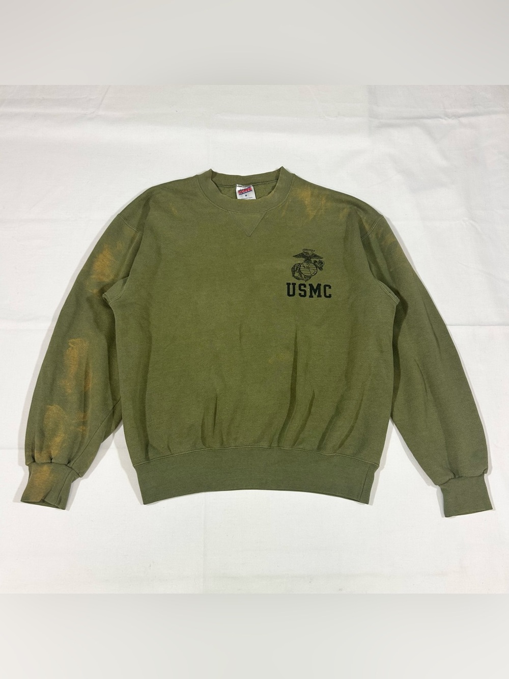 Vtg 90s Soffe USMC US Marines Mens Medium Crewneck Olive Green Sweatshirt USA